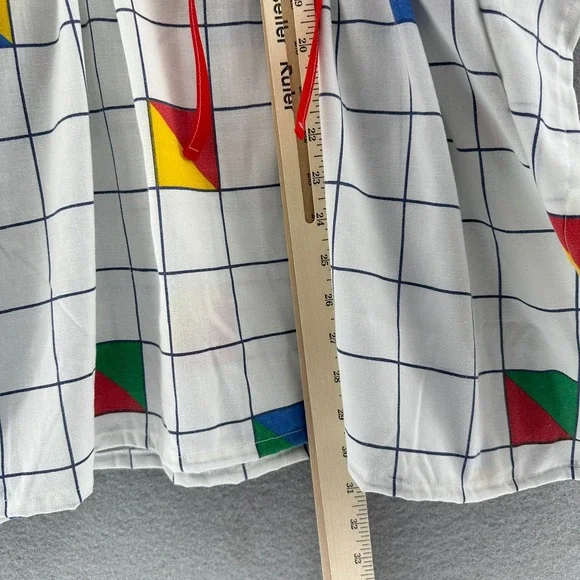 VTG Upcycled Kaftan Swimsuit Coverup 80s Style Geometric Print White SZ S-XL 90s - Picture 6 of 9